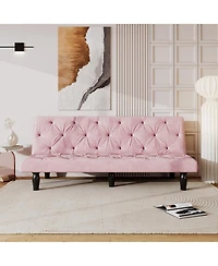 Streamdale Furniture 66" Pink Velvet Sofa Bed