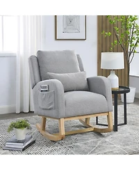 Streamdale Furniture 27.5" Modern Accent Rocker Armchair with Lumbar Pillow & Pockets
