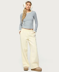 Edikted Women's Rora Contrast Long Sleeve Waffle Top