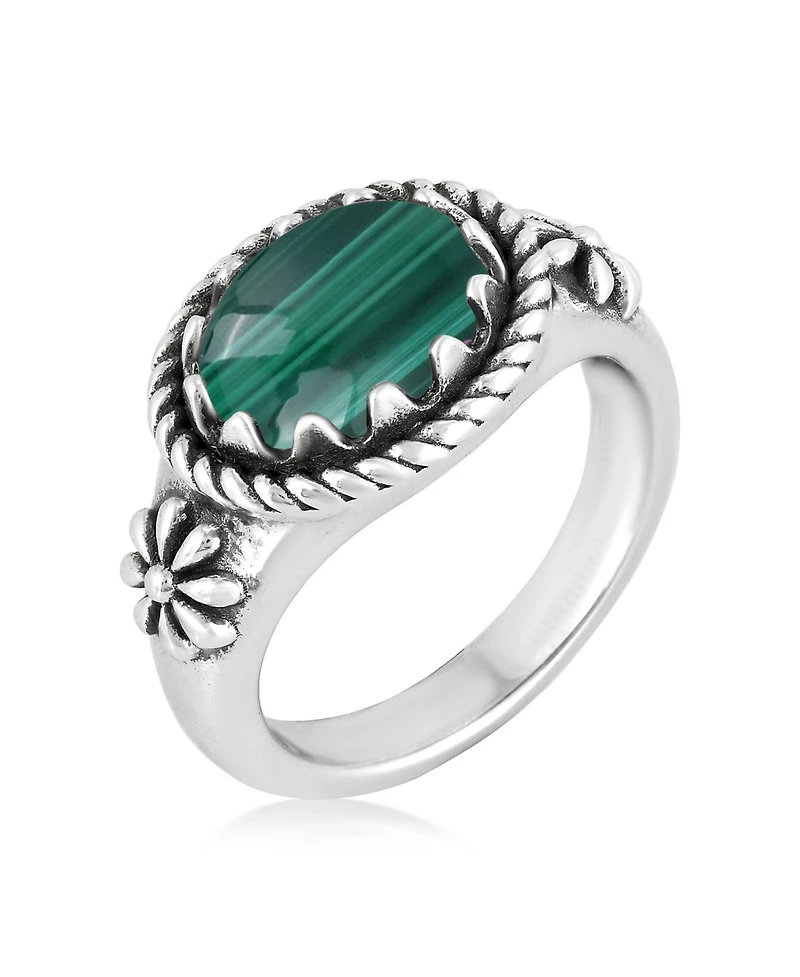 American West Jewelry Sterling Silver Malachite East West Ring