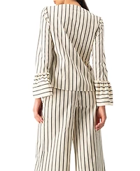 Ivonne Women's Striped V-Neck Oversized Shirt