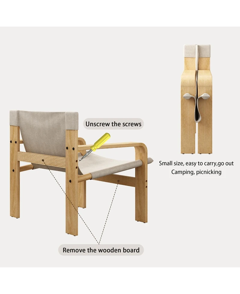 Streamdale Furniture Oak Accent Lounge Chair - Washable Linen White