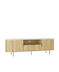 Streamdale Furniture Tv Cabinet with Led Lights & Storage for 55+ Inch TVs