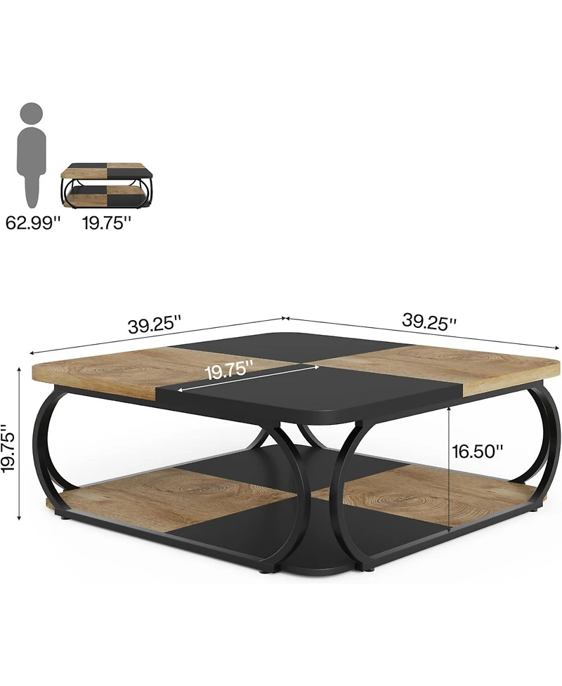 Tribesigns 2-Tier Low Coffee Tables, with Metal Frame