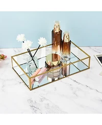 Lauraella Handcrafted Glass Tray, Decorative Storage Tray for Makeup, Jewelry, Desk, or Bathroom