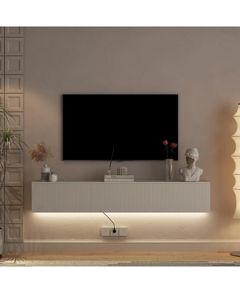 Streamdale Furniture Floating Tv Stand Wall Mounted Led 69" Modern Entertainment Center