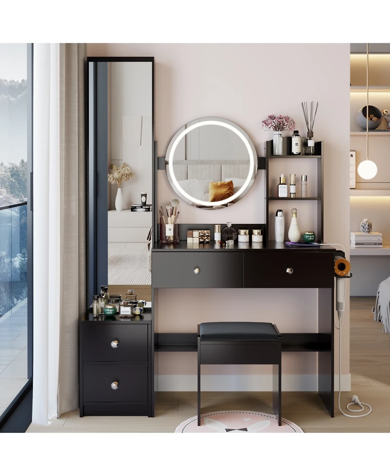 Streamdale Furniture Led Mirror Vanity Set