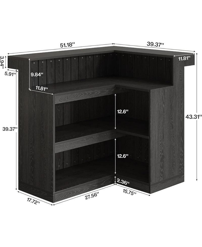 Tribesigns L-Shaped Home Bar Unit, 4 Storage Shelves