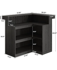 Tribesigns L-Shaped Home Bar Unit, 4 Storage Shelves