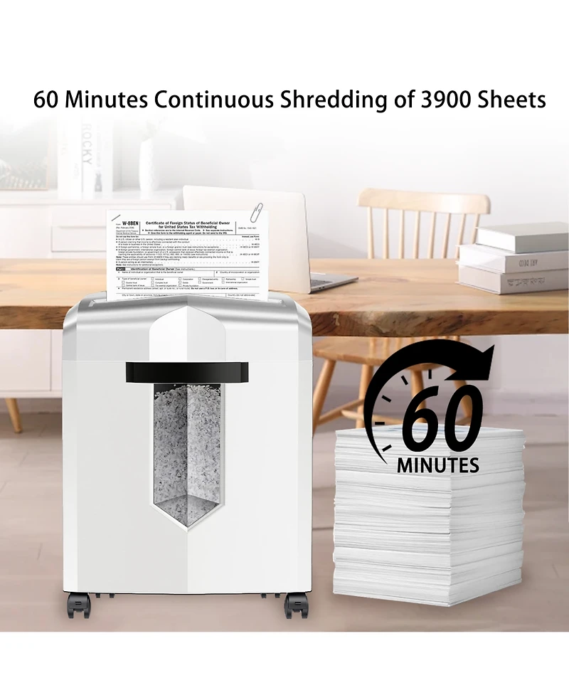 Bonsaii Micro Cut Shredder, Portable, 12-sheet, P-4 Security, 60-min run, Cd/Credit Card, Jam-Proof, 4.2 Gal Bin, White/Gray