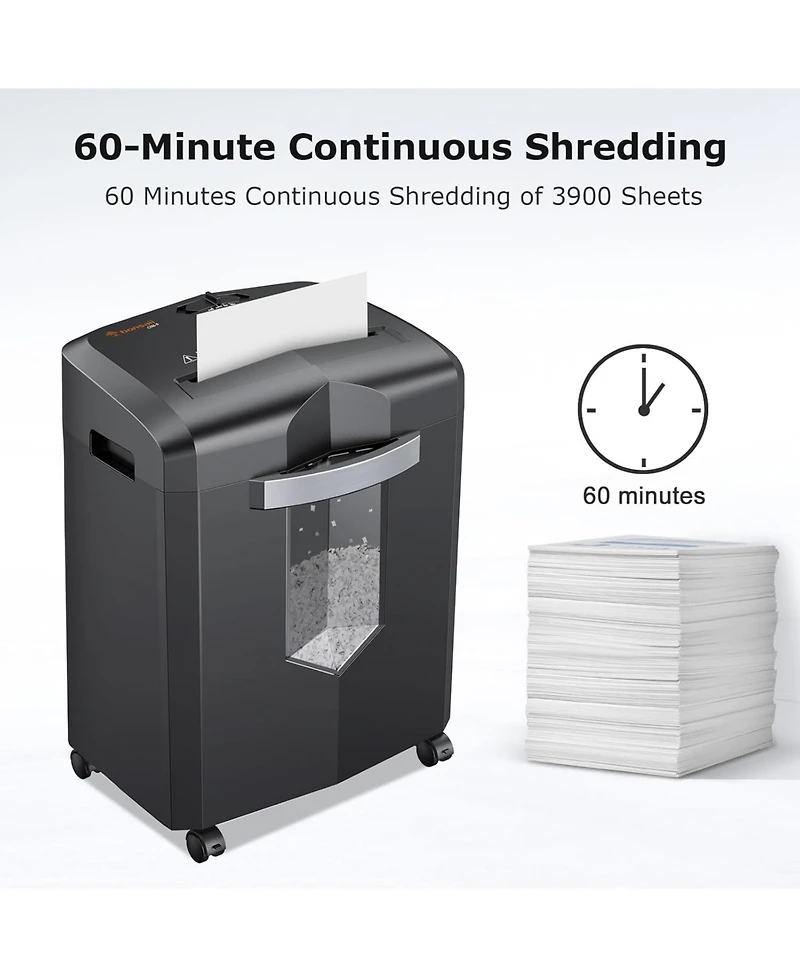 Bonsaii 12-Sheet Micro Cut Shredder, P-4, 60-min run, shreds paper/CDs/cards/mail, Jam-Proof, 4.2Gal Bin, Home/Office