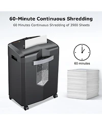 Bonsaii 12-Sheet Micro Cut Shredder, P-4, 60-min run, shreds paper/CDs/cards/mail, Jam-Proof, 4.2Gal Bin, Home/Office