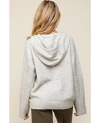 Pinkblush Maternity Taupe Mixed Knit Hooded Sweater