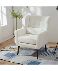 Streamdale Teddy Fabric Accent Chair for Home and Office (White)