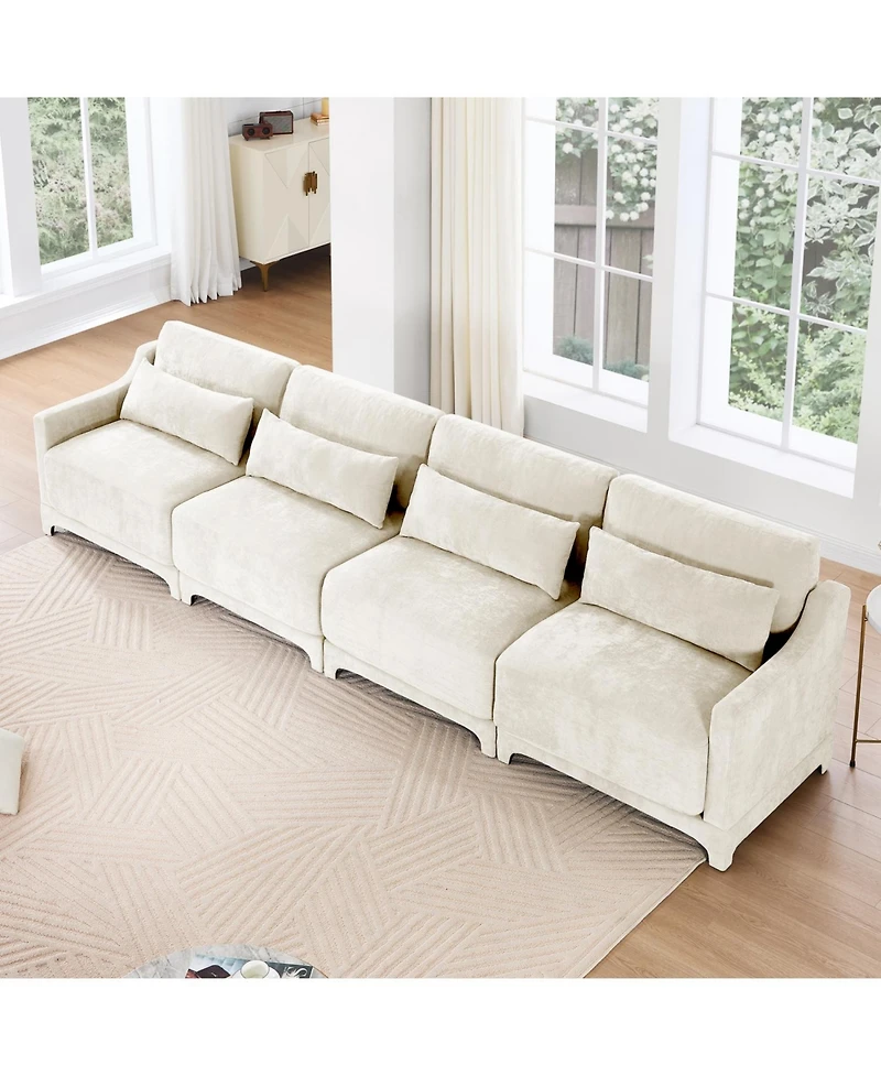 Streamdale Furniture Solid Wood Chenille Lumbar Pillow Sofa