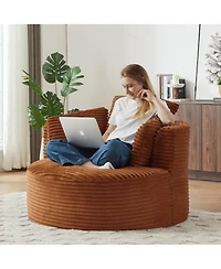 Streamdale Furniture Streamdale Corduroy Round Chair - Cushioned Backrest - Modern Comfort