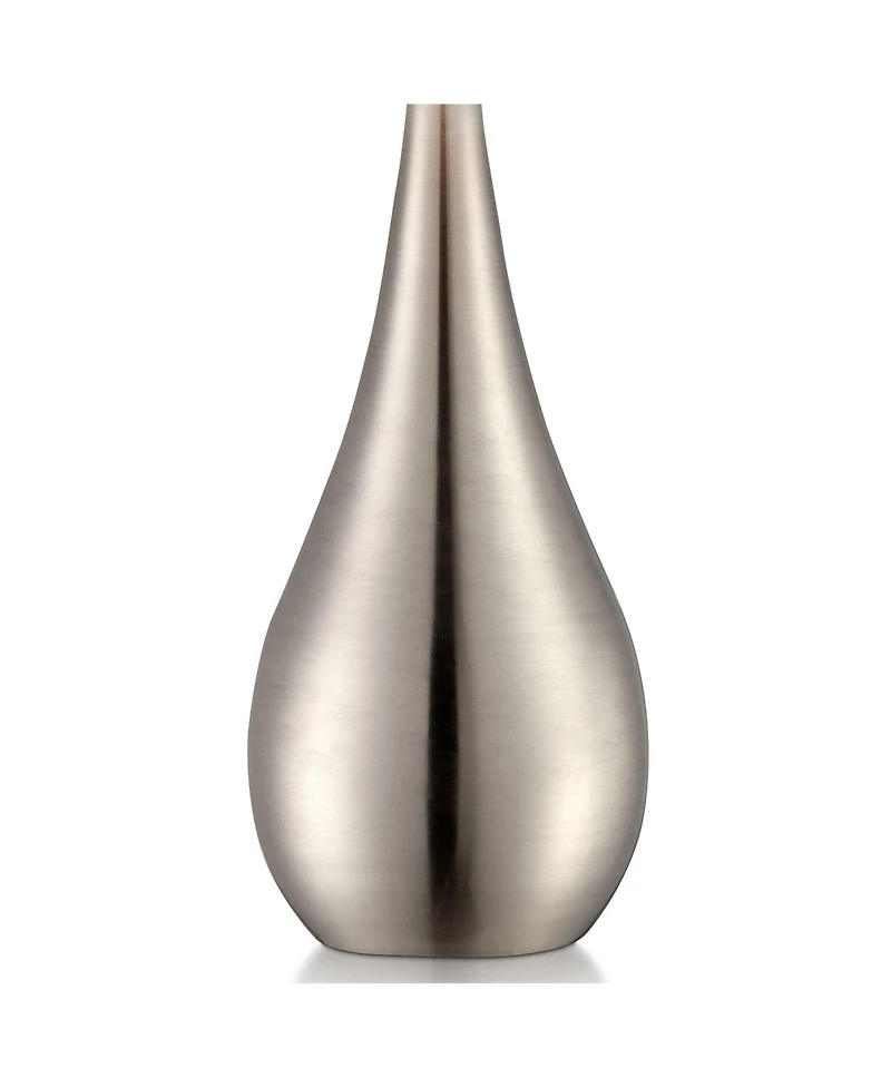 360 Lighting Evans Modern Accent Table Lamps 21" High Set of 2 Brushed Nickel Metal Teardrop White Cylinder Shade for Bedroom Living Room House H