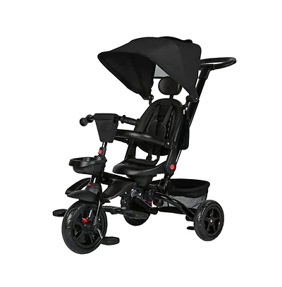 Kinder King Kids Tricycle Stroller, 7 In 1 Folding Toddler Trike w/Adjustable Push Handle