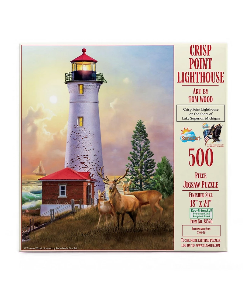 SunsOut Crisp Point Lighthouse 500 piece Jigsaw Puzzle for Adults