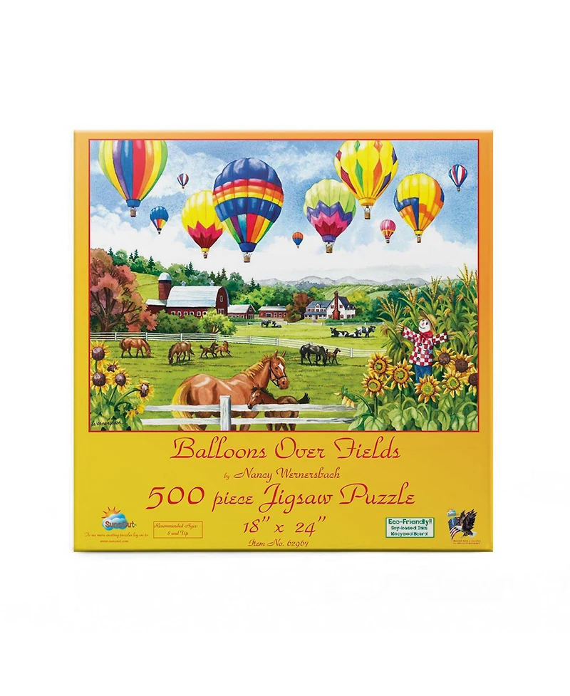 SunsOut Balloons Over Fields 500 piece Jigsaw Puzzle for Adults