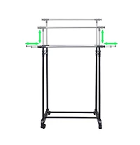 vidaXL Adjustable Clothes Rack 4 Castors 2 Hanging Rails