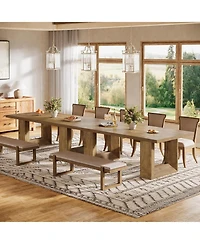 Tribesigns Farmhouse Dining Table for 6-8, 63-Inch Rectangle Kitchen Table with Strong Geometric Frame