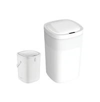 Ninestars 13 Gallons 3.2 Gal Automatic Kitchen Trash Can, 50 Liters Touchless Motion Sensor Trash Can White Plastic Set