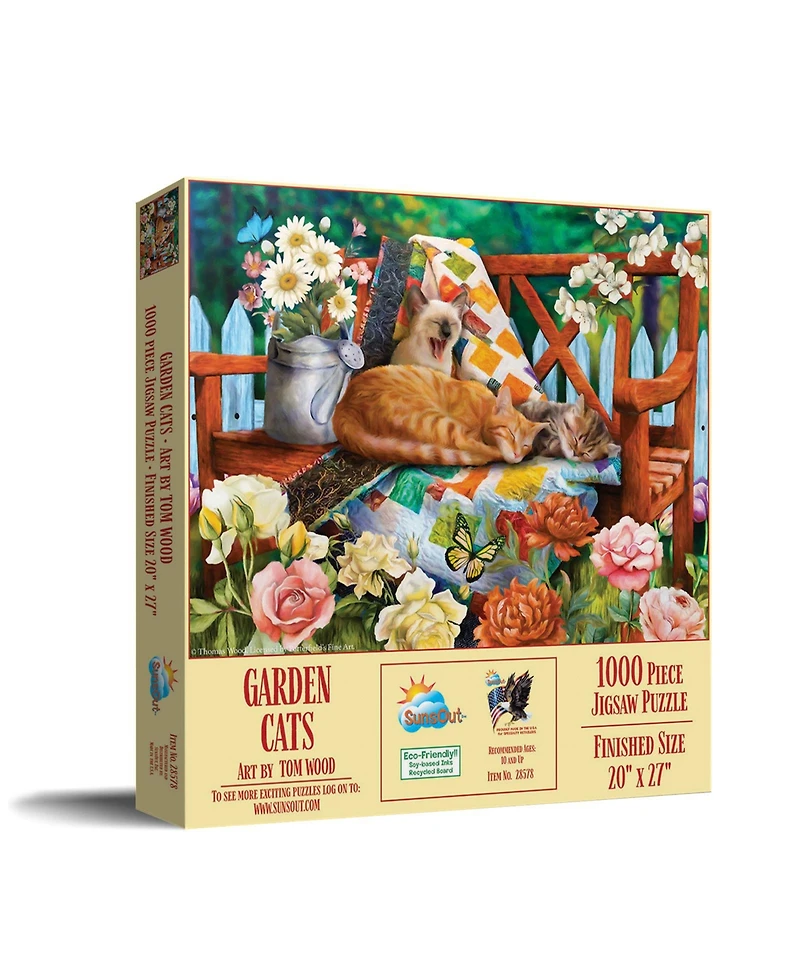 SunsOut Garden Cats 1000 piece Jigsaw Puzzle for Adults