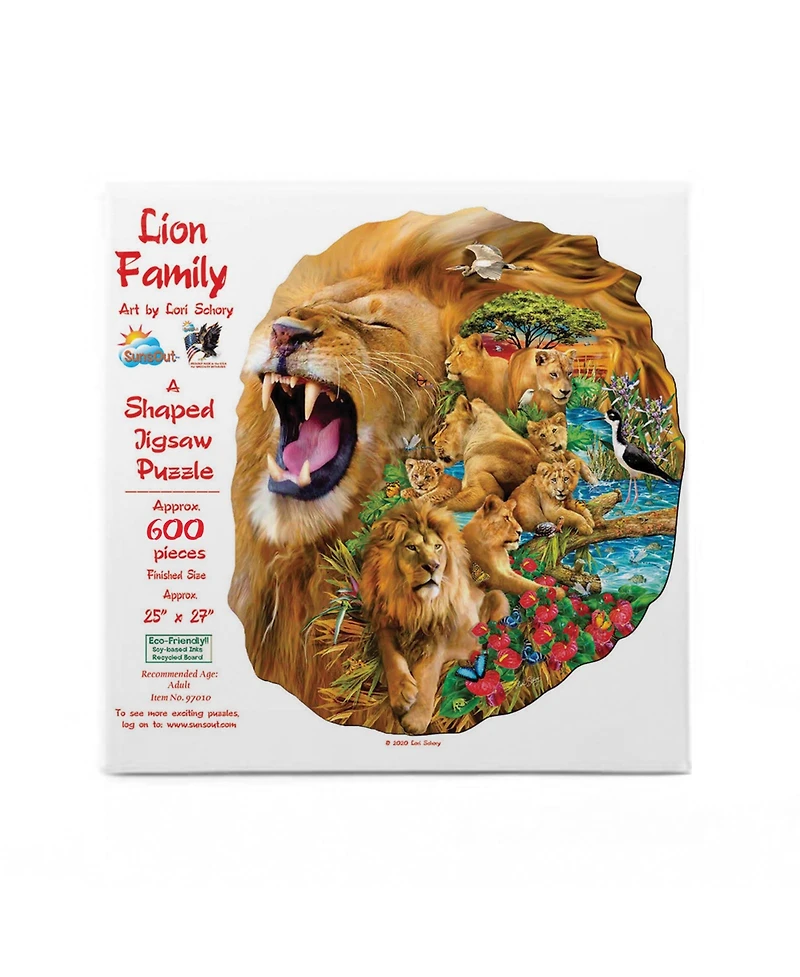 SunsOut Lion Family 600 piece Jigsaw Puzzle for Adults Special Shape