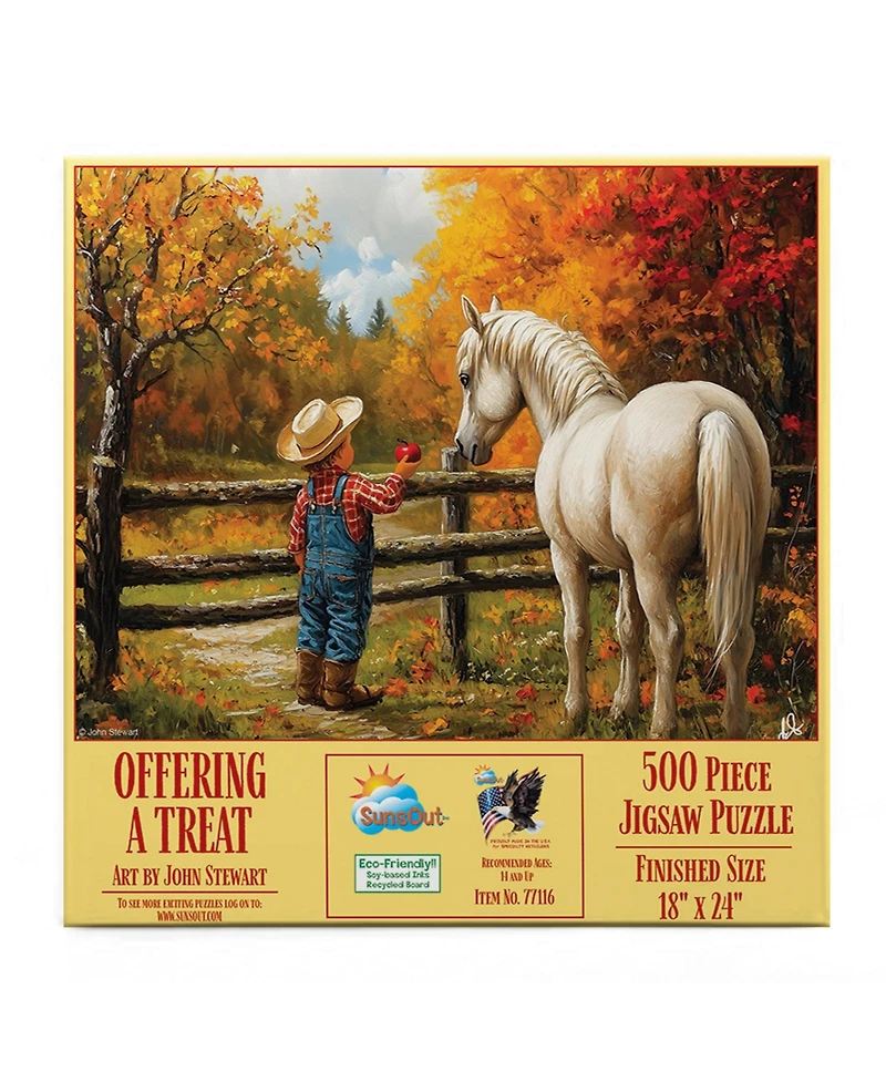 SunsOut Offering a Treat, Horse 500 piece Jigsaw Puzzle for Adults