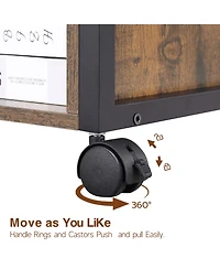 Streamdale Furniture File Cabinet with Charging, Printer Stand, Metal Frame, Rustic Brown