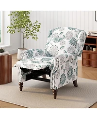 Streamdale Furniture Streamdale Push Back Recliner Chair, Wing Back, Gourd Legs, White & Blue