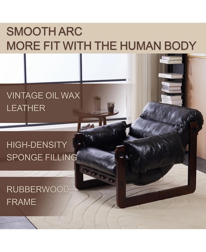 Streamdale Furniture Medieval Modern Leather Lounge Chair - Antique Black