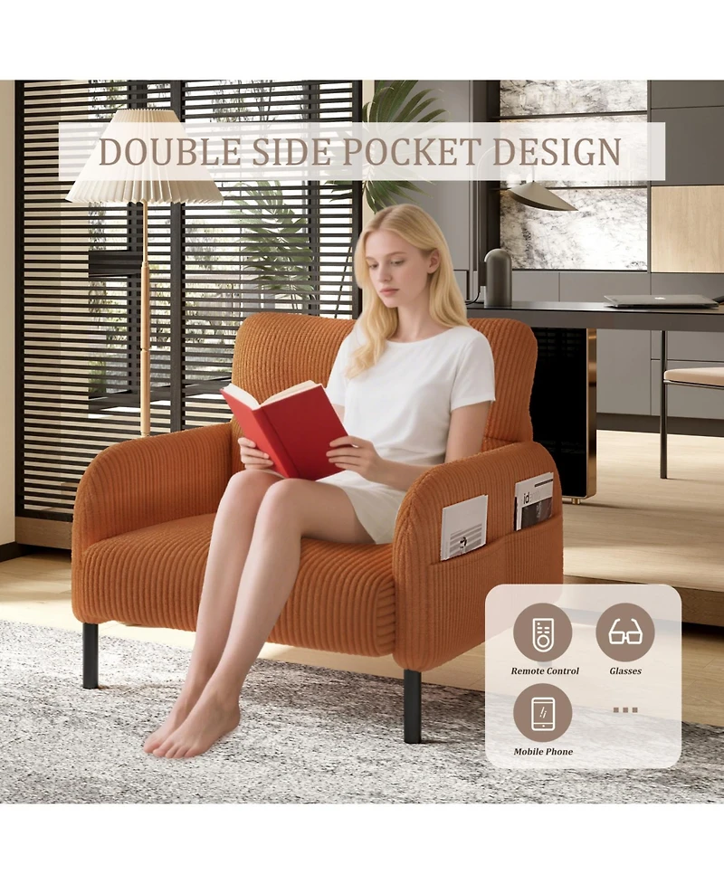 Streamdale Furniture Corduroy Wide Seat Chair