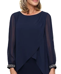 Sl Fashions Women's Tulip-Overlay Sheath Dress