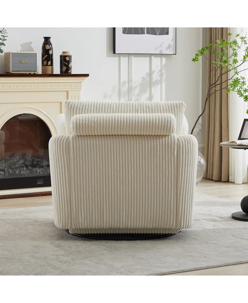 Streamdale Furniture Corduroy Swivel Accent Chair with Pillows