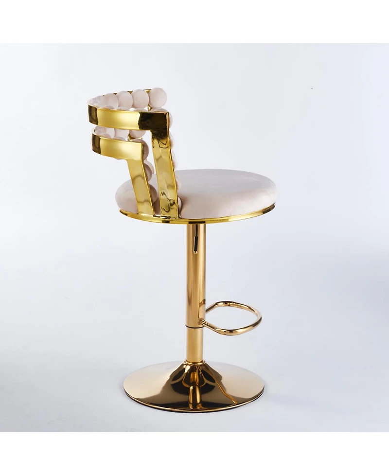 Streamdale Furniture Modern White Bar Chairs (Set of 2) - Gold Legs