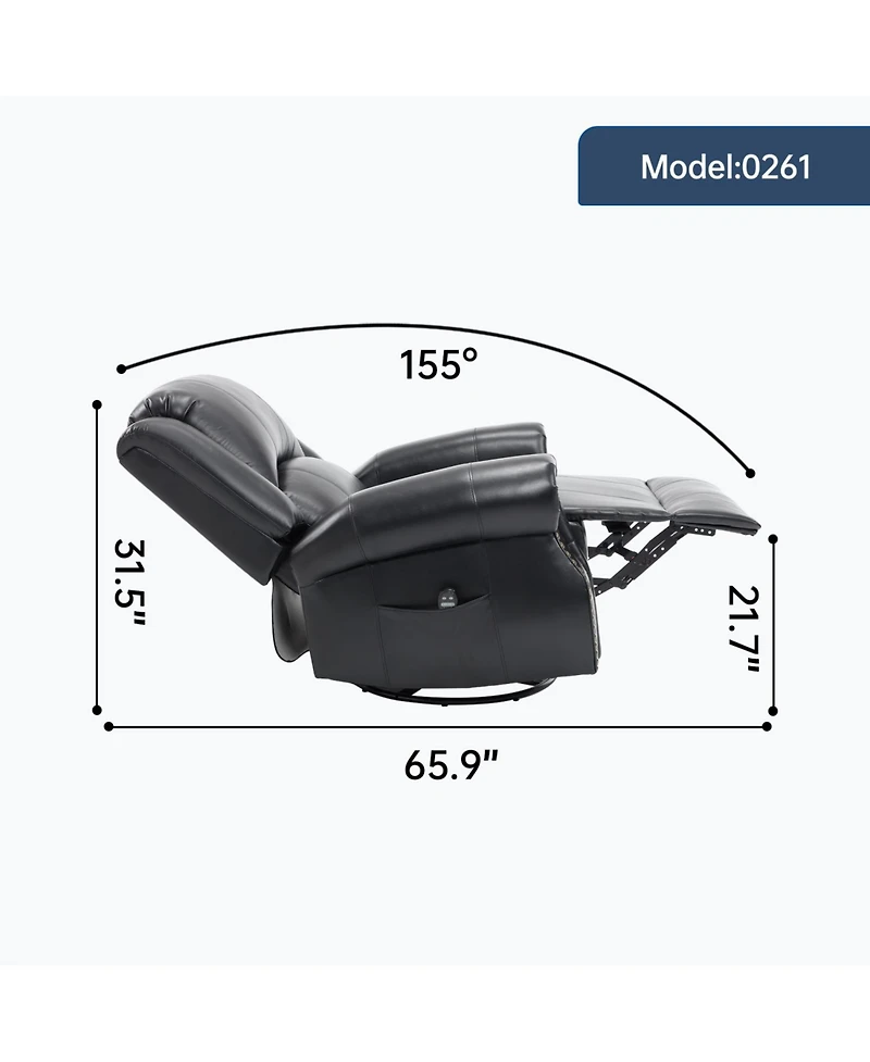 Streamdale Heat Massage Rocker Recliner Chair, Swivel Fabric
