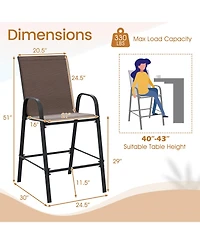 Gymax 4PCS Outdoor Bar Stools 29'' Fabric Height w/ Armrests & Footrest