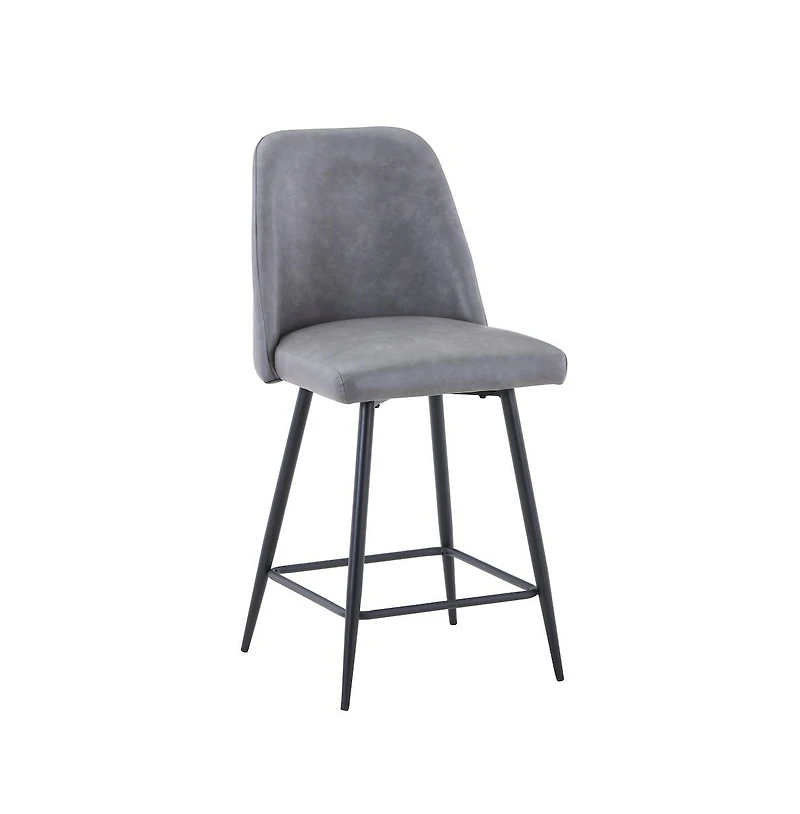 Jofran Mid-Century Modern Faux Leather Upholstered Counter Height Barstool (Set of 2