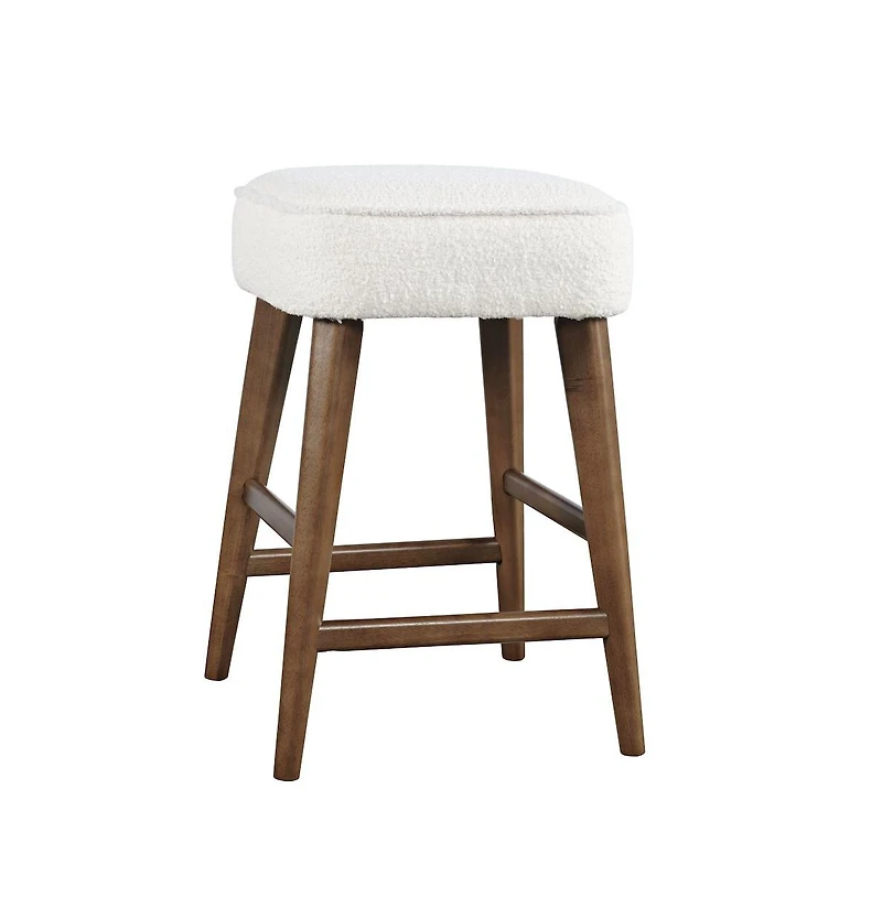 Jofran Wes Mid-Century Modern Boucle Upholstery Backless Counter Barstool (Set of 2