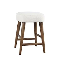 Jofran Wes Mid-Century Modern Boucle Upholstery Backless Counter Barstool (Set of 2