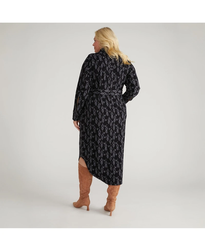 Universal Standard Women's Morgan Belted Stretch Flannel Shirtdress