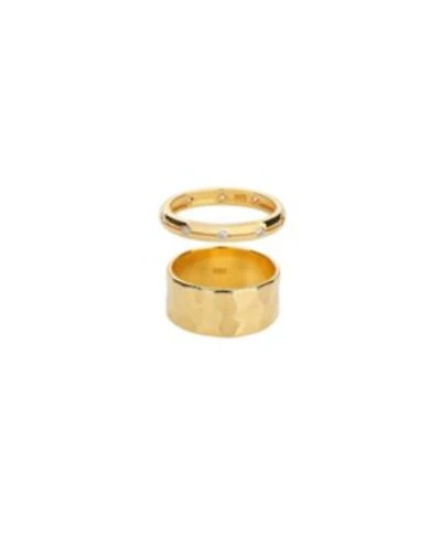 Bearfruit Jewelry 18k Gold Plated Sterling Silver Classic Gold Ring Duo Holiday Gift Guide