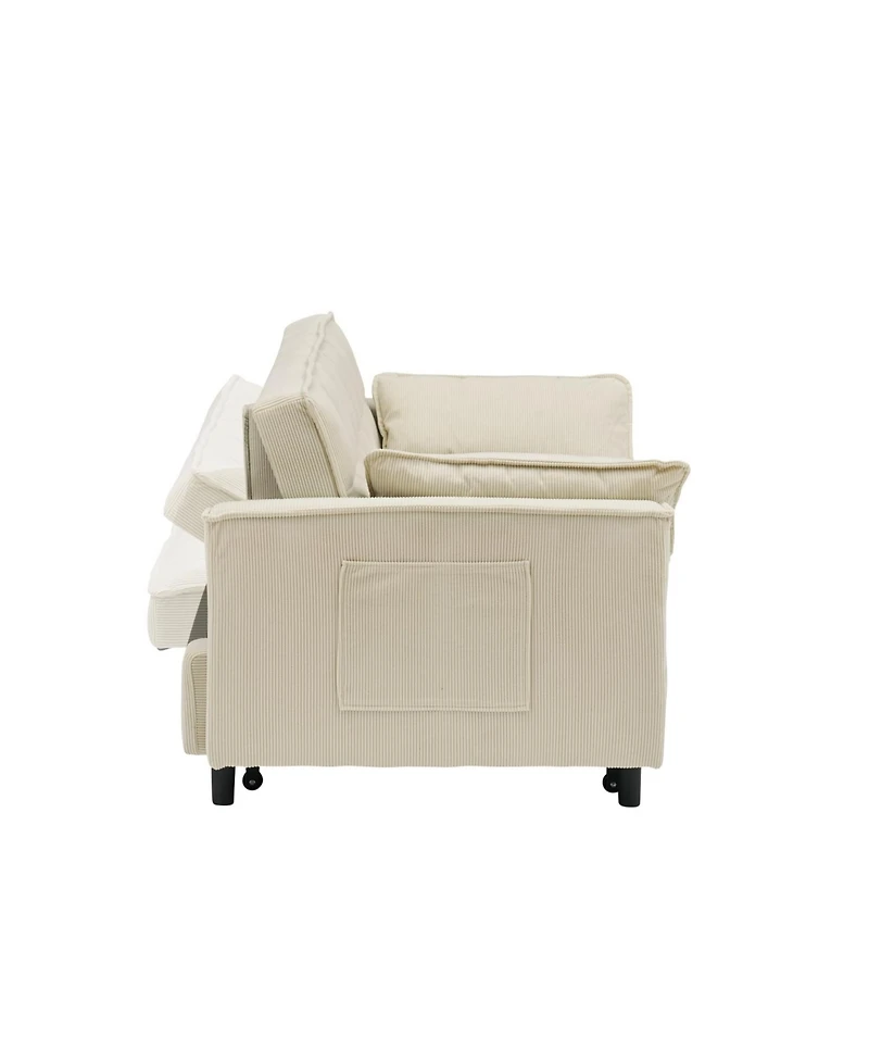 Simplie Fun Elegant And Breathable Modular Sofa Bed with Metal Legs in Beige, Black, Pink, or Gray