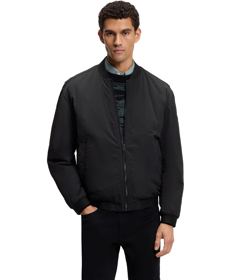 Boss by Hugo Men's Water-Repellent Soft-Touch Fabric Bomber Jacket
