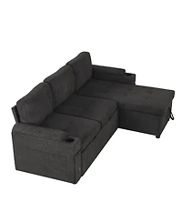 Streamdale 83.5" L-Shaped Sofa Bed with Storage, Cup Holders & Usb