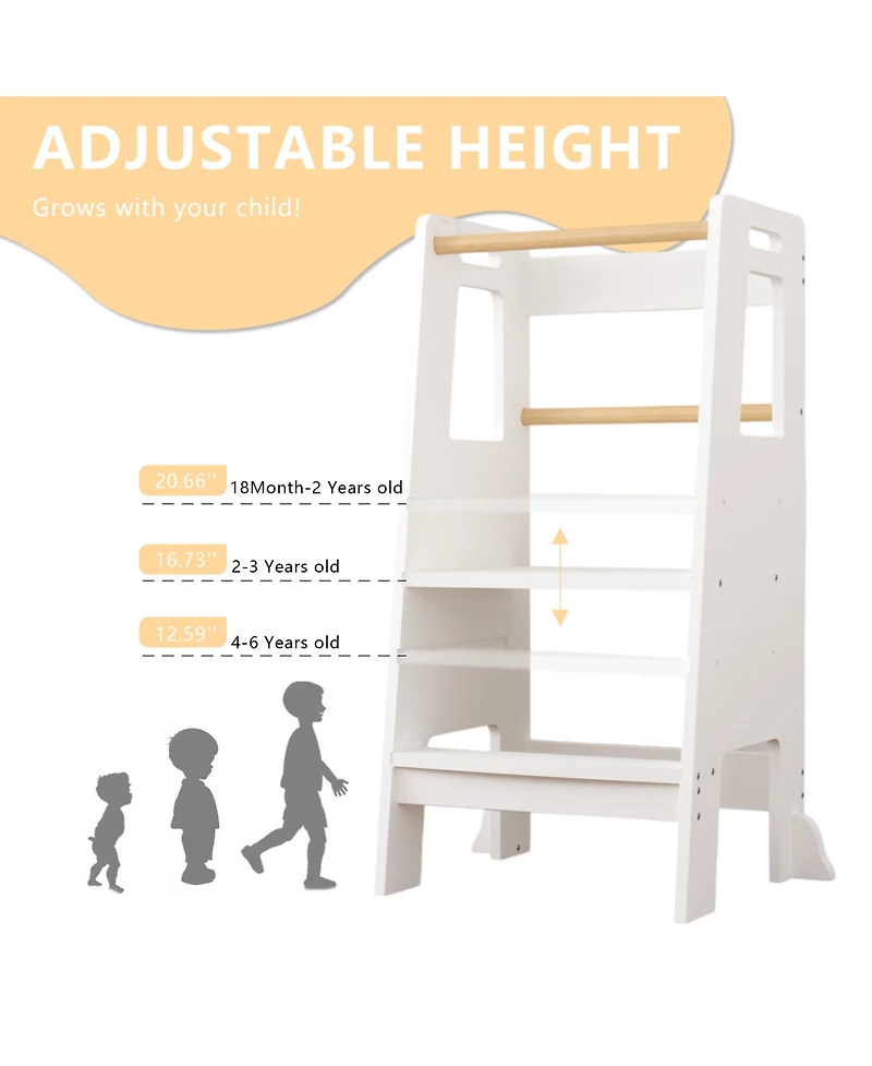 Streamdale Furniture Kids Standing Tower - Adjustable Kitchen Step Stool