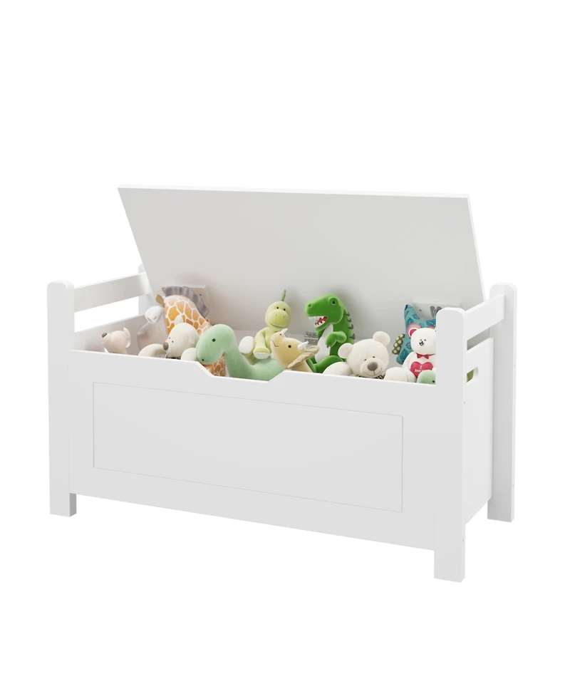 Streamdale Furniture Kids Toy Organizer Chest White Wood Storage Trunk