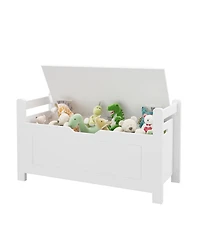 Streamdale Furniture Kids Toy Organizer Chest White Wood Storage Trunk